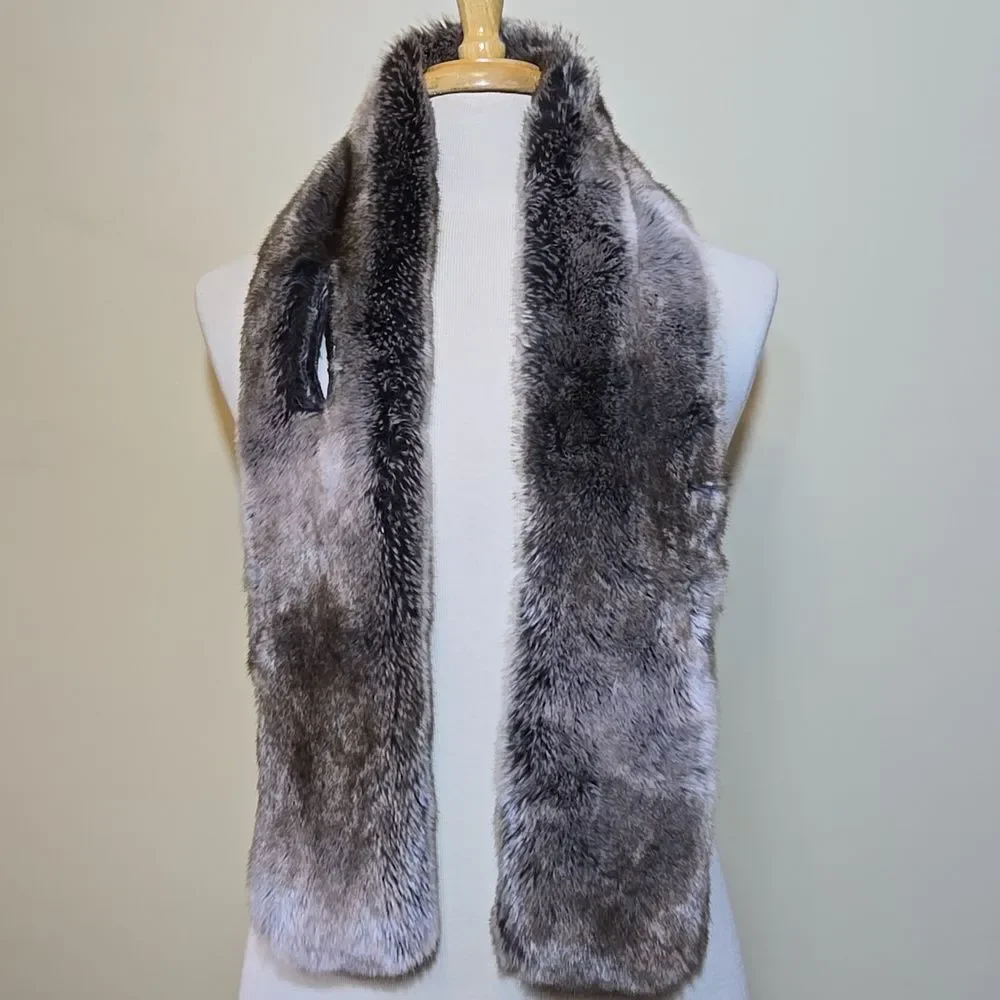 Faux Fur Stole‎ Scarf Holiday Restoration Hardware Brown Gray
